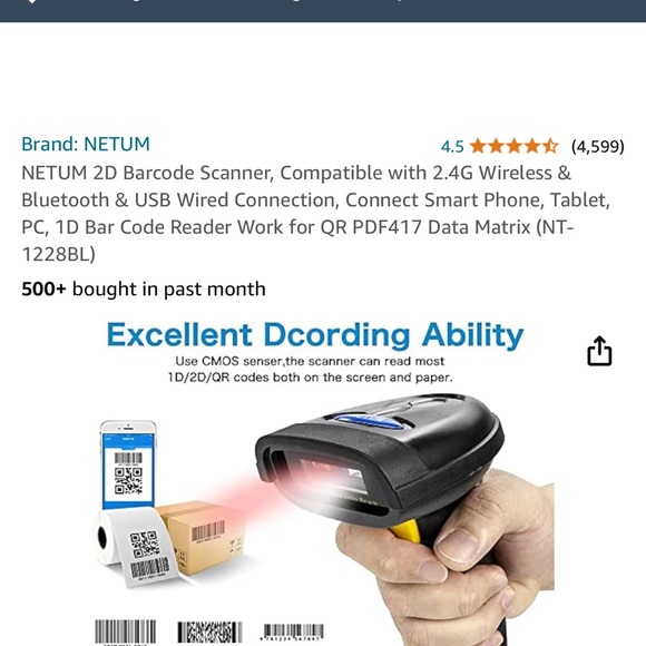 NIB Netum barcode scanner - Picture 3 of 6